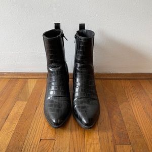 Black Croc Skin Boots